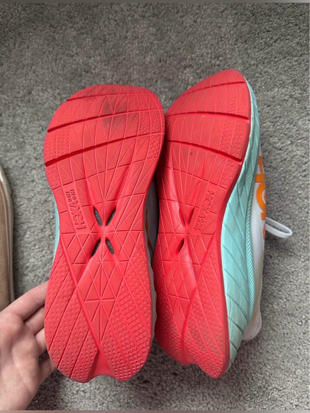 HOKA ONE ONE Carbon X 2 running shoes in the White Blazing Orange colorway - Picture 5 of 6